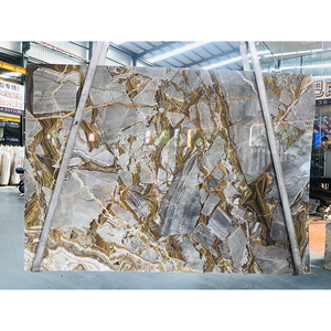 Fabrika doğrudan satış grafik tasarım doğal oniks beyaz altın damarlar mermer taş döşeme fayans arka plan DUVAR KAROLARI fiyat - Product Image 4