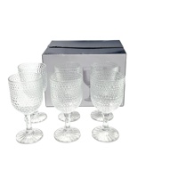 Gobelets à vin en cristal sans plomb transparents, à motif gaufré vintage, vente en gros, logo personnalisé, motif à pois rétro, compatibles lave-vaisselle