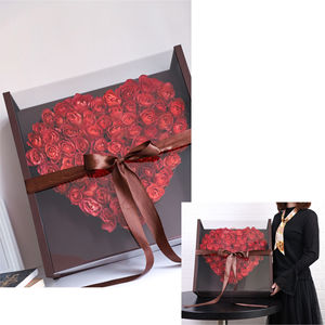 Boîte à <span class=keywords><strong>fleurs</strong></span> extra grande claire de luxe <span class=keywords><strong>xxl</strong></span> 99 bouquet de roses emballage boîte-cadeau coeur carré acrylique avec couvercle transparent transparent - Product Image 3