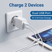 Adaptor Daya 5V 2A 10W untuk Android TV Box & Ponsel dengan Dua Port USB, Kompatibel dengan Kamera & Earphone, Dilengkapi Proteksi OVP