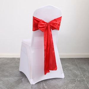 Housses de chaise de banquet de mariage style moderne festif avec nœud papillon et écharpe en tulle pour décorations de fête et événements - Product Image 4
