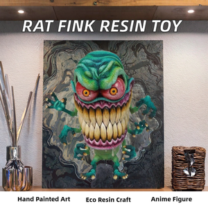 Figurine de collection 15 cm en résine, peinte à la main, écologique, style Rat Fink, symbole de la culture old school, pour la décoration de voiture et la collection d'anime - Product Image 2
