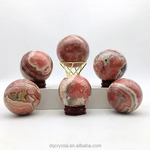 Wholesale Natural Rhodochrosite Sphere High Quality Crystal Red Lines Ball Stone For Decoration