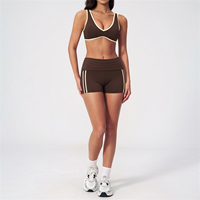 Ensemble de yoga 2 pièces pour femme : soutien-gorge de sport antichoc à maintien élevé et short taille haute push-up pour activités de plein air