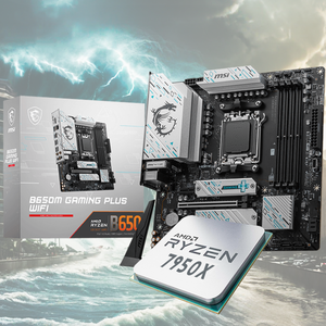 เมนบอร์ด B650M Gaming Plus WiFi (AM5, M-ATX, DDR5, PCIe 4.0, Wi-Fi 6E) พร้อมชุดประมวลผลซีพียู 9 7950X เมนบอร์ด B650 - Product Image 1