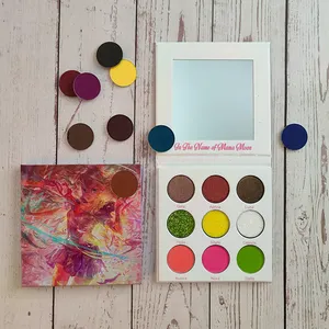 P9 Personnalisé votre propre marque 9 fard à paupières couleurs carrés shimmer maquillage végétalien richement pigment faible QUANTITÉ MINIMALE DE COMMANDE sans étiquette expédition rapide