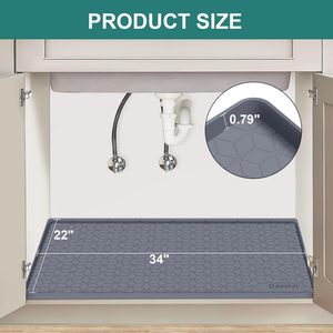 Tapis en silicone écologique imperméable sous l'évier 34x22 pouces, pour cuisine et salle de bain, sous-couche de placard, bac anti-gouttes, gris carton - Product Image 2