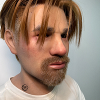 Masques de tête en silicone réalistes faits à la main avec cheveux et barbe, design personnalisé en usine, pour cosplay et fête d'Halloween