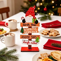 Figurine de Noël en bois rustique, faite à la main, pour décoration de table de fêtes, ornement de cheminée de ferme, cadeau artisanal