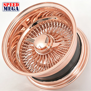 Rueda de alambre de acero de 13-14 pulgadas, 72 radios, recta, cóncava profunda, cromo oro rosa, tipo Knock-Off, con radios cruzados inversos, personalizada - Product Image 2