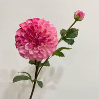 C-108 Bestseller Neue Einzelstängel 73cm 2-Köpfige Künstliche Seiden-Großblumen Weiße Dahlie für Hochzeits-Dekorationen und Wandgestaltung