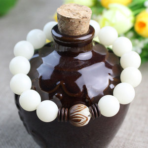 Pulsera de Raíz de Bodhi Blanca de 12 mm, Jade Blanco Natural con Patrón de Flor Redonda, Estilo Étnico, Joyería de Regalo, Origen Hangzhou, PTG1006 - Product Image 4