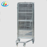 Cage de stockage de cargaison, panier à fil roulant, chariot nissage, conteneur pliable avec roues, de supermarché