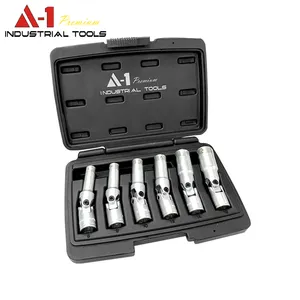 A1 Professional Grade 6 Pcs 3 8 Dr Spark Plug Socket 72mmL Flexible Joint High Quality Cr V Socket