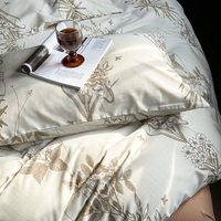 Parure de draps en coton jacquard de qualité hôtelière, couleurs personnalisées, drap-housse en soie lavée, drap plat, housse de coussin