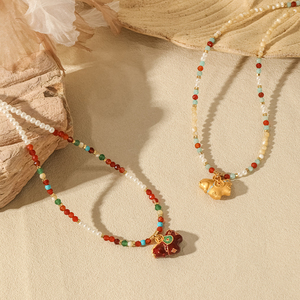 Collar con Colgante de Caballo <span class=keywords><strong>2026</strong></span>, Collar de Cuentas de Piedra Natural para Mujer, Cadena de Cuentas Chapada en Oro de 24K para Año Nuevo, Diseño Único - Product Image 4