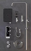Ensemble complet de douche colonne murale thermostatique en laiton massif gris anthracite avec affichage numérique et éclairage d'ambiance pour salle de bain