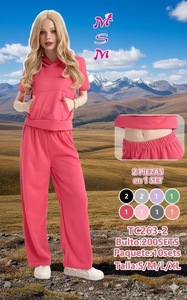 Tc263 2 Completo Tuta Casual da Donna a Maniche Corte Girocollo Tinta Unita Traspirante Leggero in Spandex Poliestere Lunghezza Intera - Product Image 3