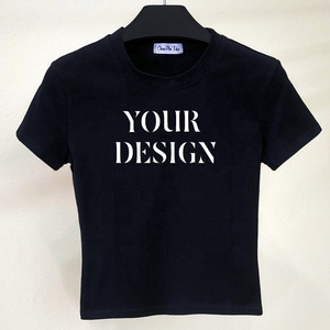 T-shirt à manches courtes pour femmes, haut court de haute qualité, Logo personnalisé, vente en gros, OEM/ODM - Product Image 2