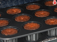 FAD4-Mini Moule à Canelés Antiadhésif en Acier Carbone à 12 Cavités, Noir, pour Pâtisserie Française