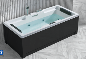 Baignoire de massage en acrylique noire Zara avec contrôle numérique intégré pour adultes, robinet inclus - Product Image 1