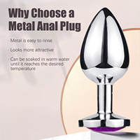 Plug anal en métal incrusté de diamants avec base - Acier inoxydable poli miroir, unisexe, pour porter en déplacement