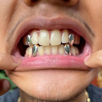 Grillz dentaire doré style vampire pour femmes et hommes, accessoire personnalisé pour rappeurs, pour fêtes d'Halloween
