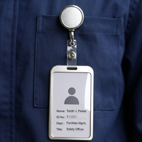 Porte-badge rétractable en métal avec grand logo et clip rotatif pour employés de bureau et d'école