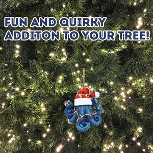 Adorno navideño de pulpo de resina azul con estilo de amor Patrón de animal lindo - Product Image 2