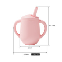 Gobelets souples en silicone 5OZ pour bébé avec bec verseur, design mignon, anti-fuite, avec paille, compatibles lave-vaisselle et micro-ondes, sans BPA, pour la rentrée scolaire