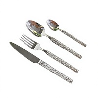 Ensemble de couverts en acier inoxydable 304 à motif cristal de glace pour la maison, le déménagement ou comme cadeau – Couteau, fourchette et cuillère