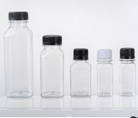 MAYSURE Vente à chaud 60ml 2OZ Bouteille de jus de fruit carrée transparente Bouteille de boisson en plastique au gingembre avec bouchons inviolables