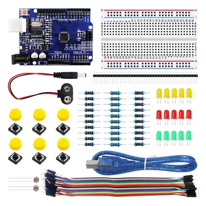 Стартовый комплект LAFVIN включает в себя 170 точечную макетную плату, светодиод, перемычку и кнопку для R3 для arduino