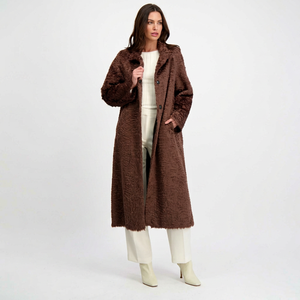 Manteau long d'hiver en laine pour homme, col rabattable écologique, garniture en fausse fourrure amovible, fournisseur en gros OEM, longueur genou - Product Image 1