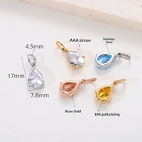 Pendentif Collier en Acier Inoxydable avec Zircon en Forme de Poire, Pierre de Naissance de Décembre, Sertie à Griffes