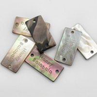 Bouton de vêtement rectangulaire en nacre naturelle, écologique, à coudre, avec logo gravé, style mode, pour bijoux et étiquettes
