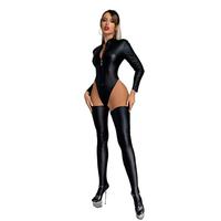 Combinaison corset à manches longues grande taille, lingerie gonflable, body en cuir verni brillant pour pole dance et boîte de nuit