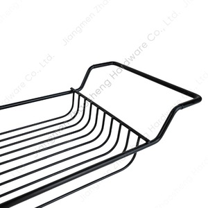 Plateau de baignoire télescopique réglable Shosho en maille métallique noire, simple couche, avec crochets, design minimaliste - Product Image 3