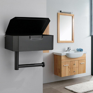 Porte-<span class=keywords><strong>papier</strong></span> <span class=keywords><strong>toilette</strong></span> avec <span class=keywords><strong>rangement</strong></span>, style moderne, nouveau <span class=keywords><strong>design</strong></span>, métal, acier inoxydable, noir, étagère pour téléphone, boîte de <span class=keywords><strong>rangement</strong></span> - Product Image 5