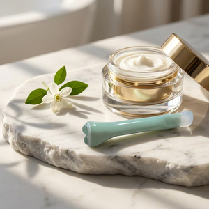 Applicateur de crème pour les yeux 2-en-1 de qualité supérieure avec des perles de massage en jade naturel pour le soin des yeux - Product Image 2