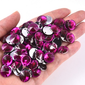 Oleeya Prix de gros Pierres en résine plastique rondes Rivoli 10mm à dos plat, cristaux à coudre pour robes - Product Image 4