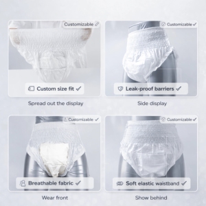Pannolini per Adulti Unisex Usa e Getta ad Alta Assorbenza, Etichetta Privata OEM ODM, Biancheria Intima Anti-Perdita per Incontinenza, Produzione all'Ingrosso - Product Image 5