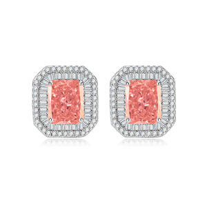 Pendientes de Moda con Circonita Cúbica Colorida de 8*10mm, Plata 925, Hipoalergénicos, para Mujer, Venta al Por Mayor de Fábrica - Product Image 5