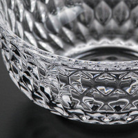 Ensemble de bols et soucoupes en verre sans plomb à motif diamant pour usage en restaurant, avec logo personnalisé, passe au lave-vaisselle, idéal pour les pâtisseries et les petits-déjeuners