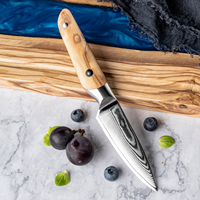 Grandsharp 3.5 pouces japonais 67 couches en acier damas couteau d'office de cuisine petit couteau d'office de coupe de fruits manche en bois d'olivier