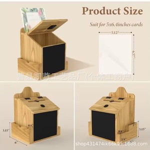 Buzón de madera transfronterizo con cerradura, caja de votación y donaciones montada en la pared, caja de recogida de tarjetas de sugerencias, buzón de depósito, de madera - Product Image 5