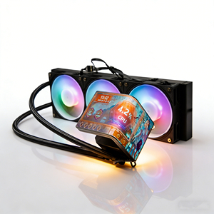 Refroidisseur de processeur liquide AIO RS360 3D DS LCD Screen 300W TDP 2500RPM avec ventilateur à roulement fluide pour boîtier d'ordinateur de jeu Intel LGA1700 <span class=keywords><strong>AMD</strong></span> AM5 - Product Image 1