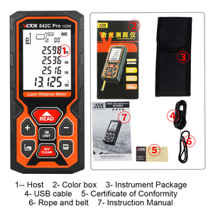 Télémètre laser VICTOR 842A Pro 50m, télémètre laser portable avec ruban à mesurer intégré, outil de mesure - Product Image 4