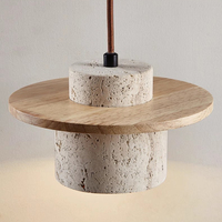 Lustre de salle à manger jaune Wabi Sabi E27, luminaire suspendu cylindrique en pierre pour hôtel, maison, gîte, bar