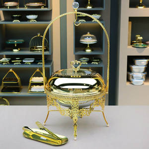 Scaldavivande Dorato da 8L per Catering, Lussuoso Contenitore per Buffet con Coperchio Sospeso, Chafing Dish per Hotel, Matrimoni e Feste - Product Image 2